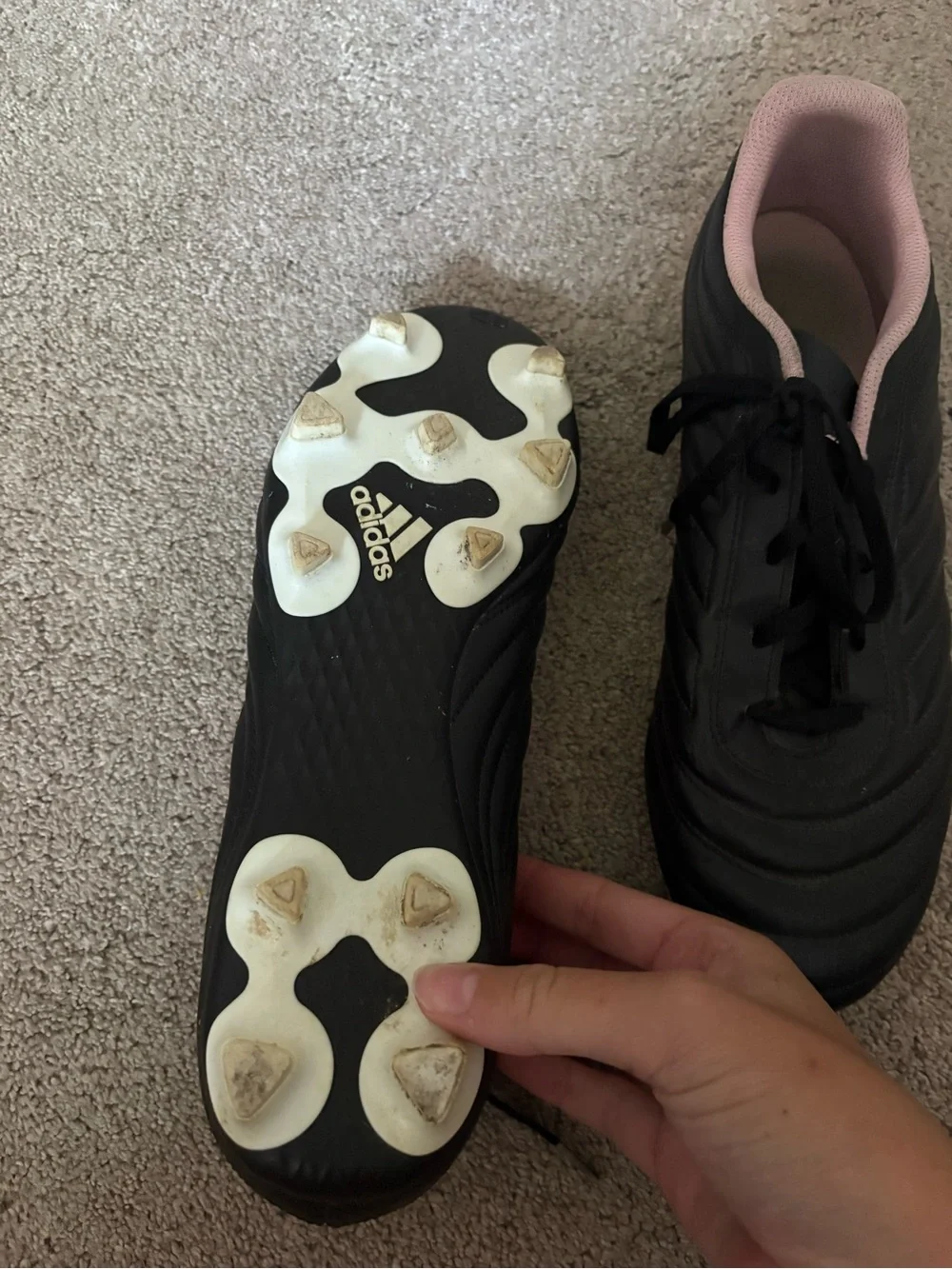 adidas Black Athletic Shoes with Pink Lining